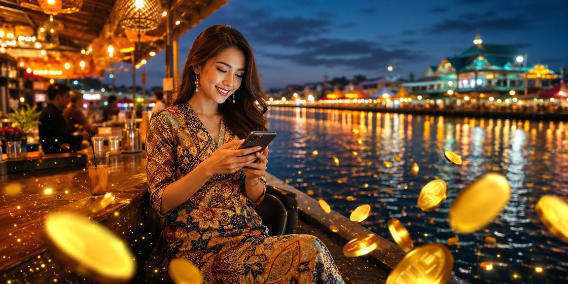 Pengguna Malaysia membuat pembayaran pertaruhan maya melalui aplikasi mudah alih bergaya batik